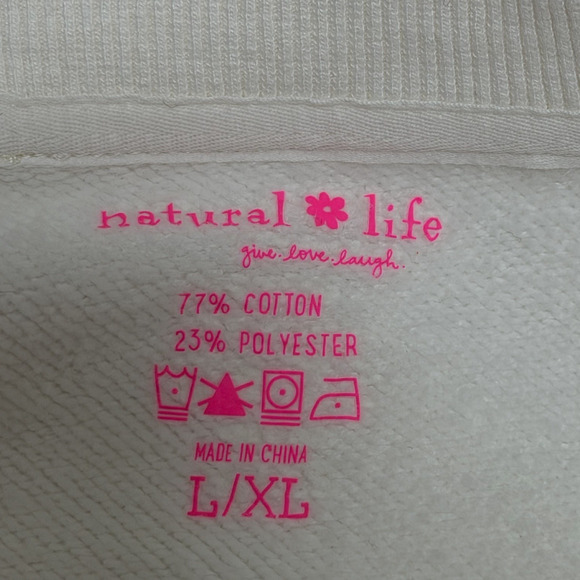 Natural Life Womens Floral Peace Sign Applique Crewneck Sweatshirt Size L/XL - Picture 5 of 5